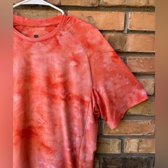 Lululemon “Always Agile” Shirt Men Spray Diamond Dye White Warm Coral Gym (L) - Picture 2 of 8